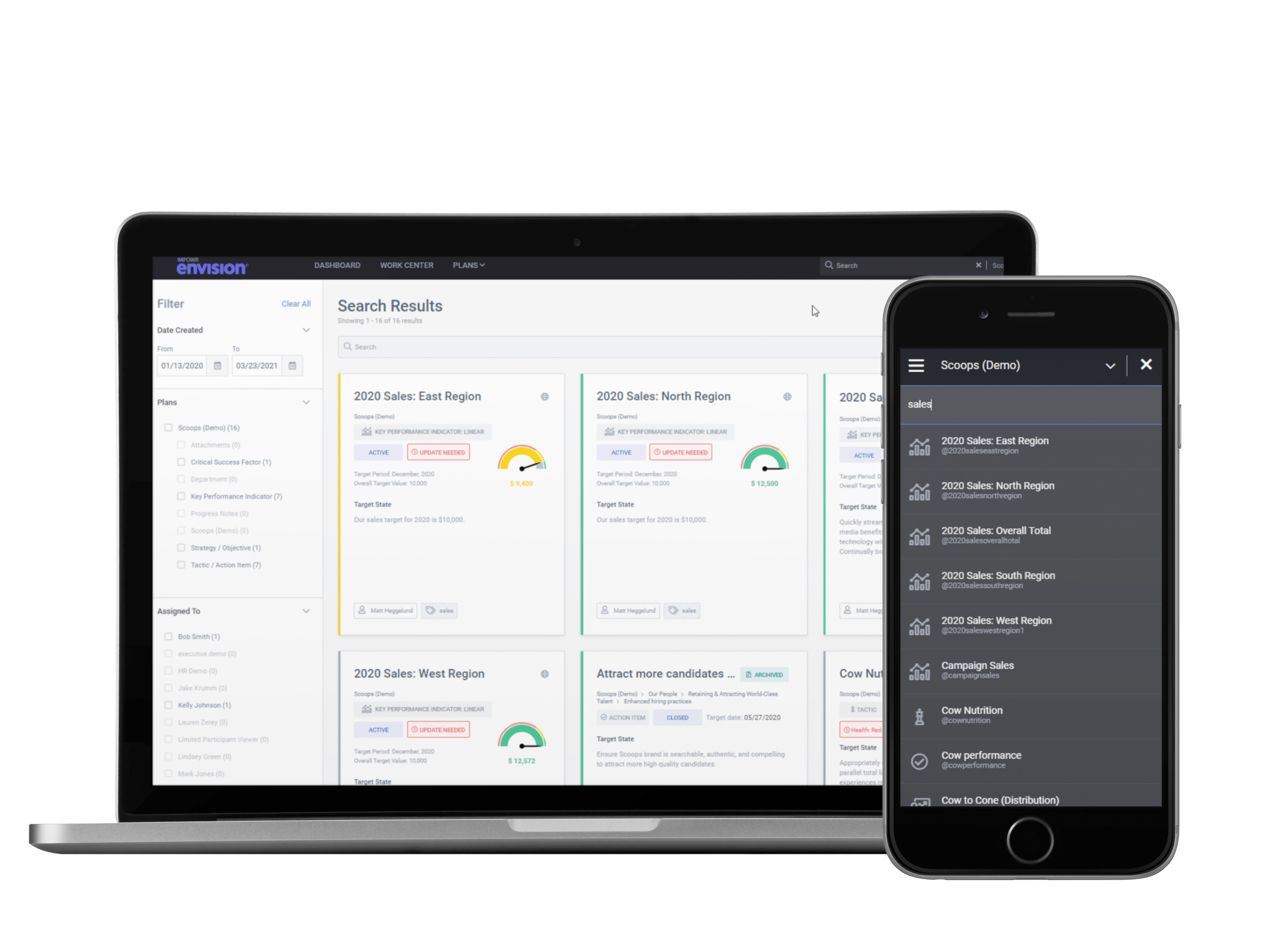 KPIs on laptop and phone